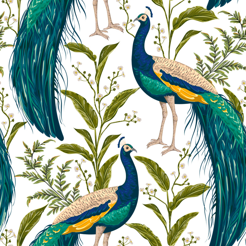 Standard Size Single Shower Panel with Peacocks