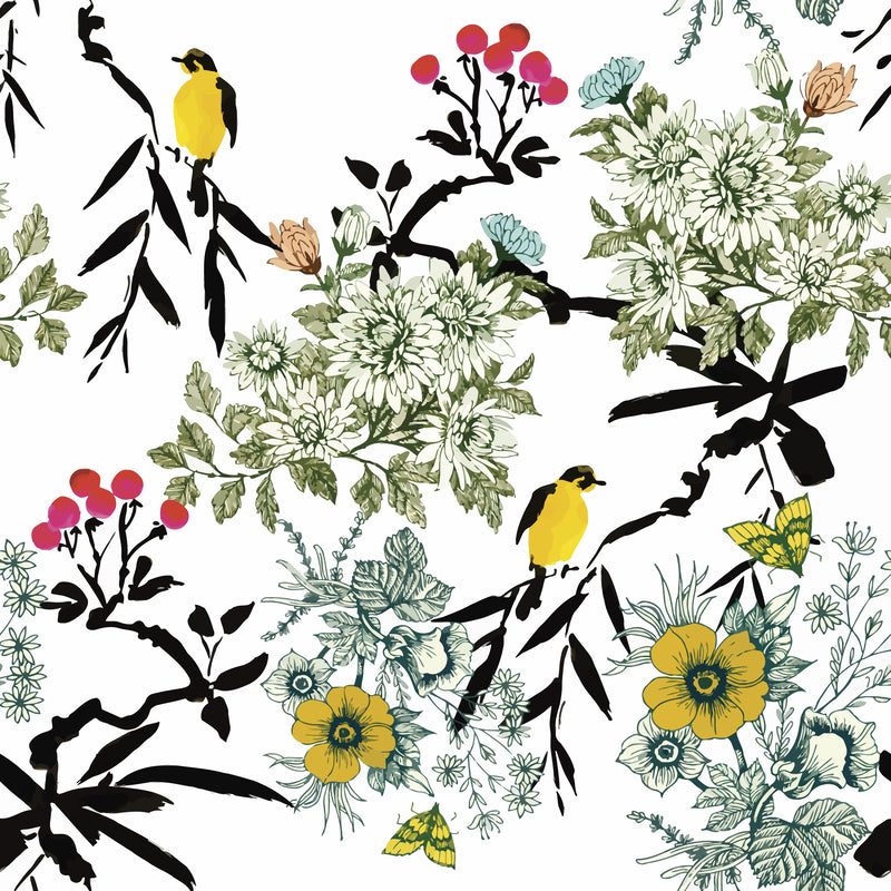 Standard Size Single Shower Panel with Branches & Birds