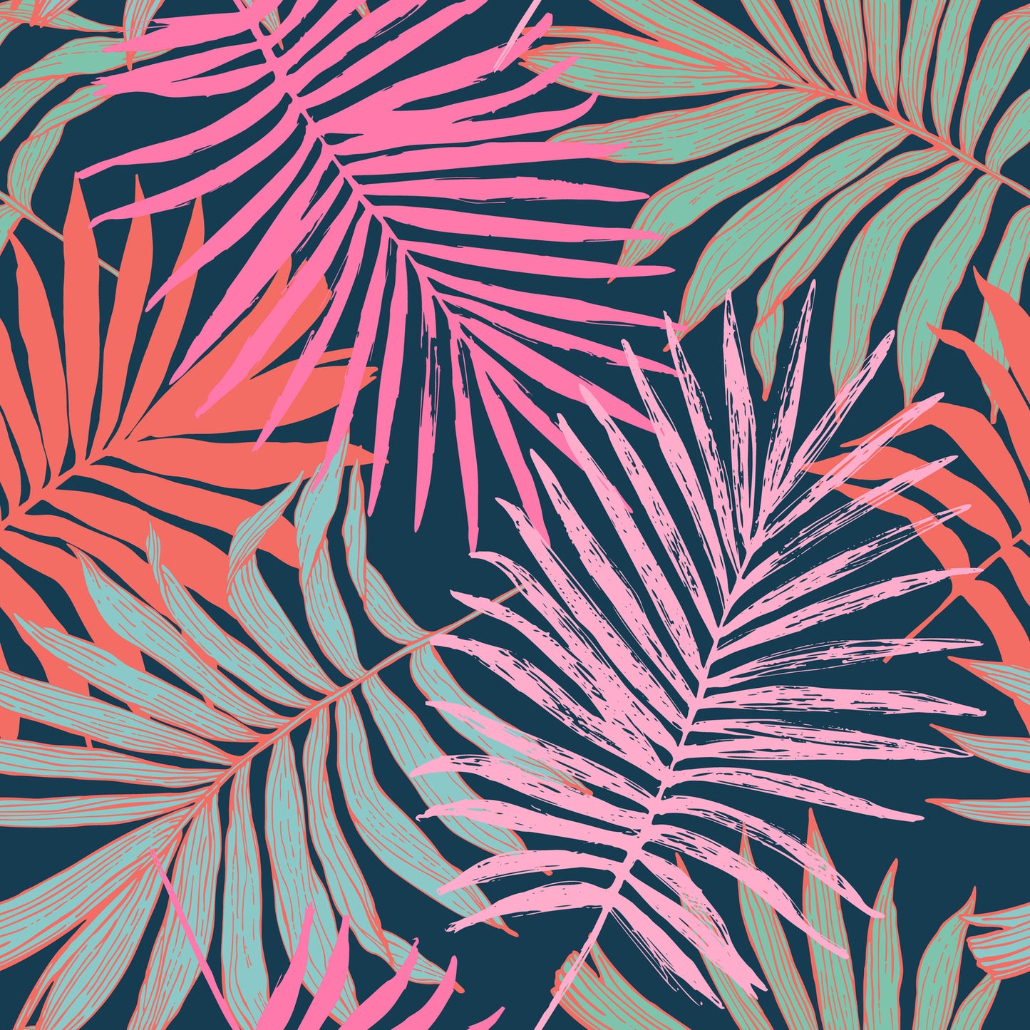 Standard Size Single Shower Panel with Colourful Tropical Leaves