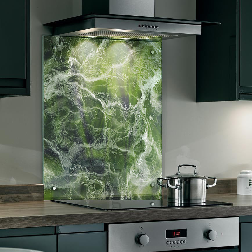 Stunning creative Splashbacks with green marble