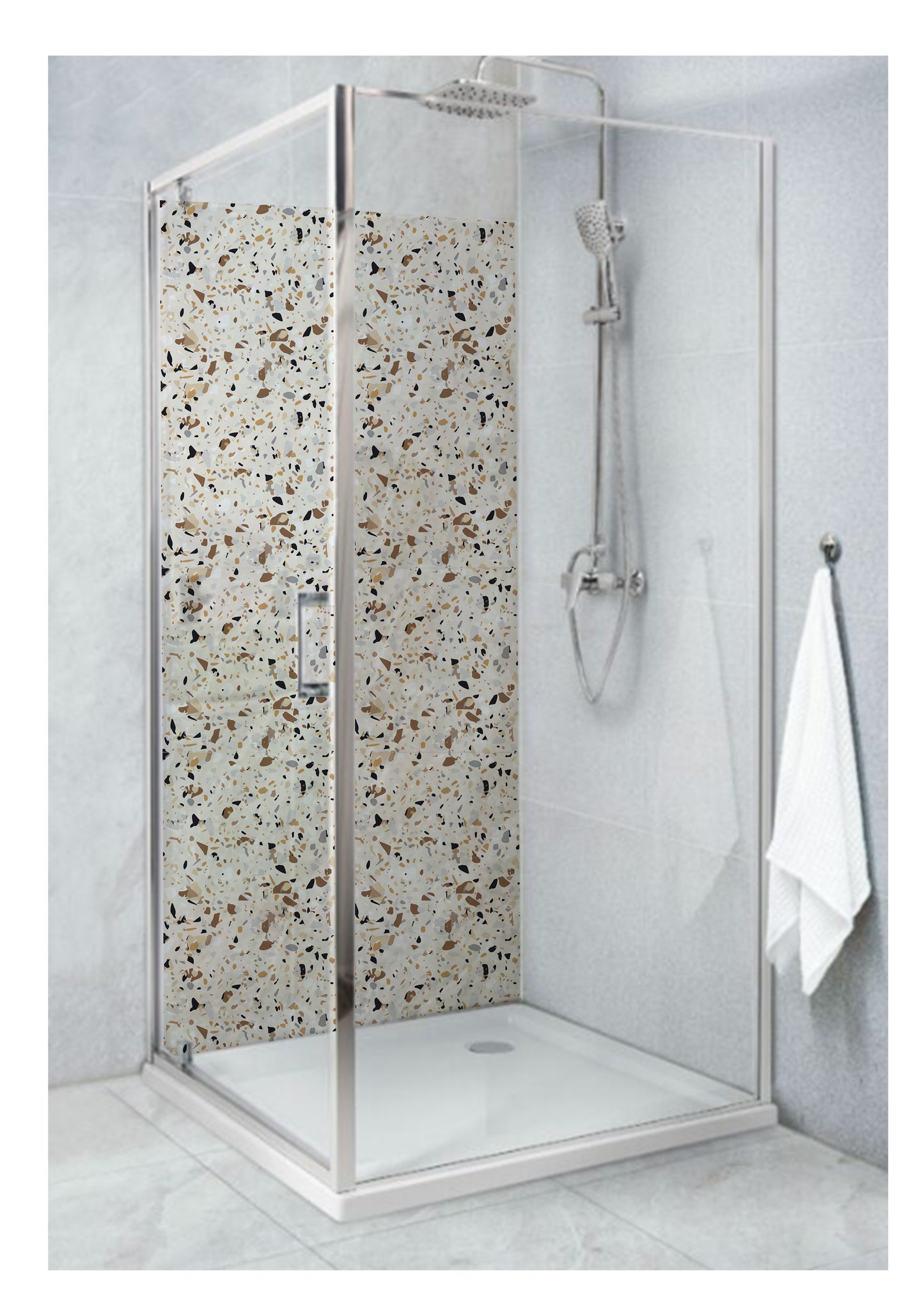 Standard Size Single Shower Panel Beige Terrazo