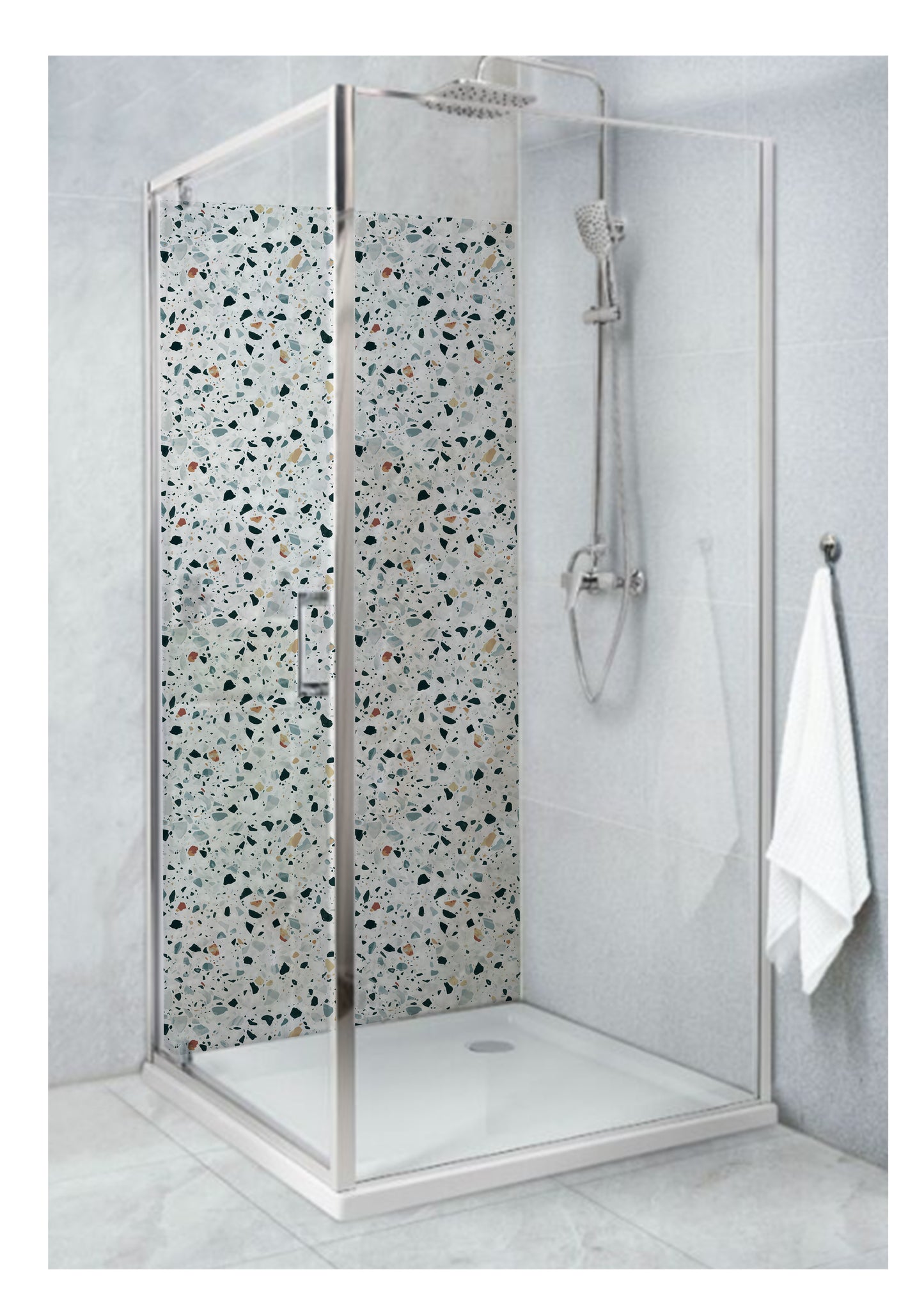 Standard Size Single Shower Panel Blue Terrazzo