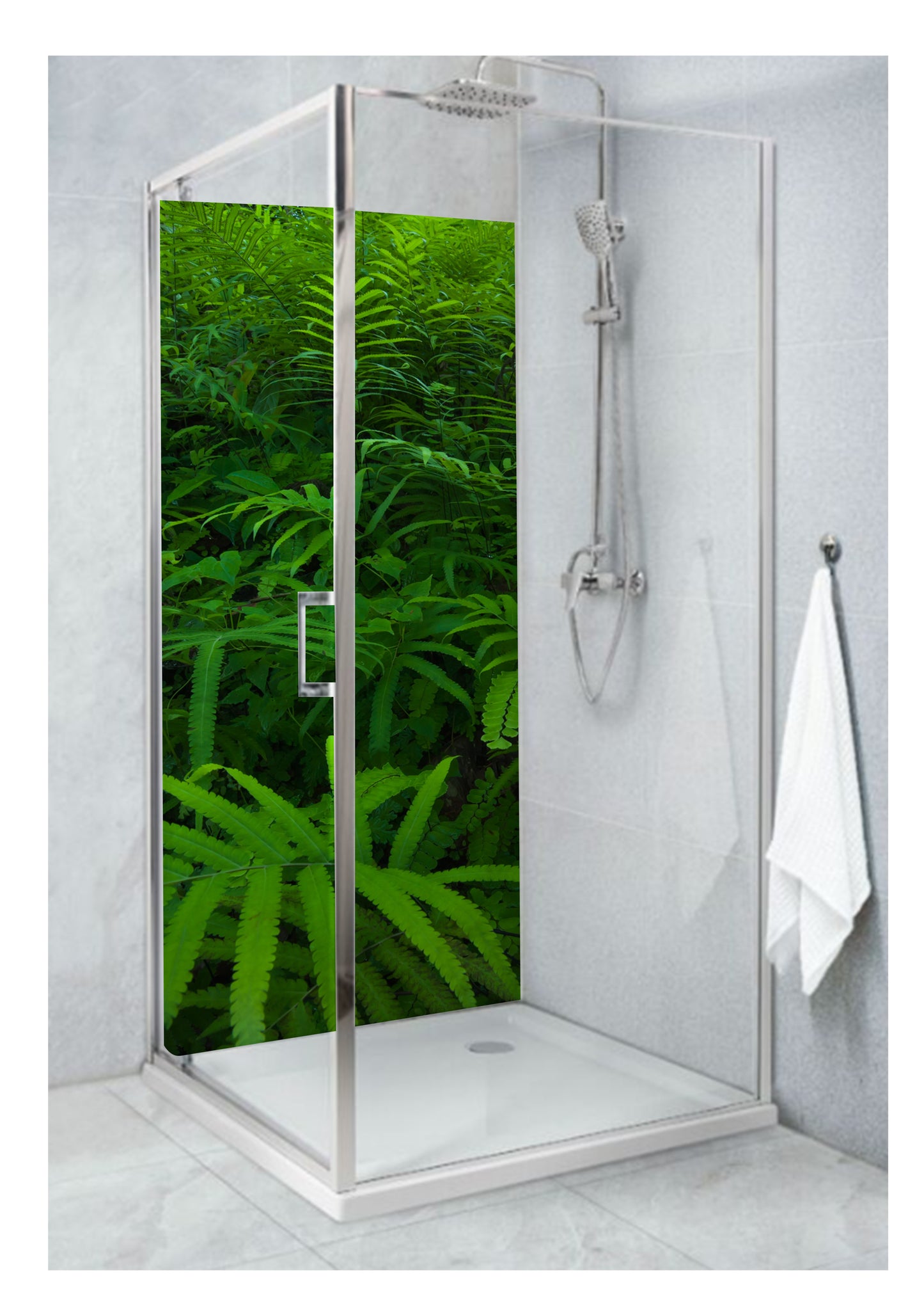 Standard Size Single Shower Panel with Large Rainforest Leaves
