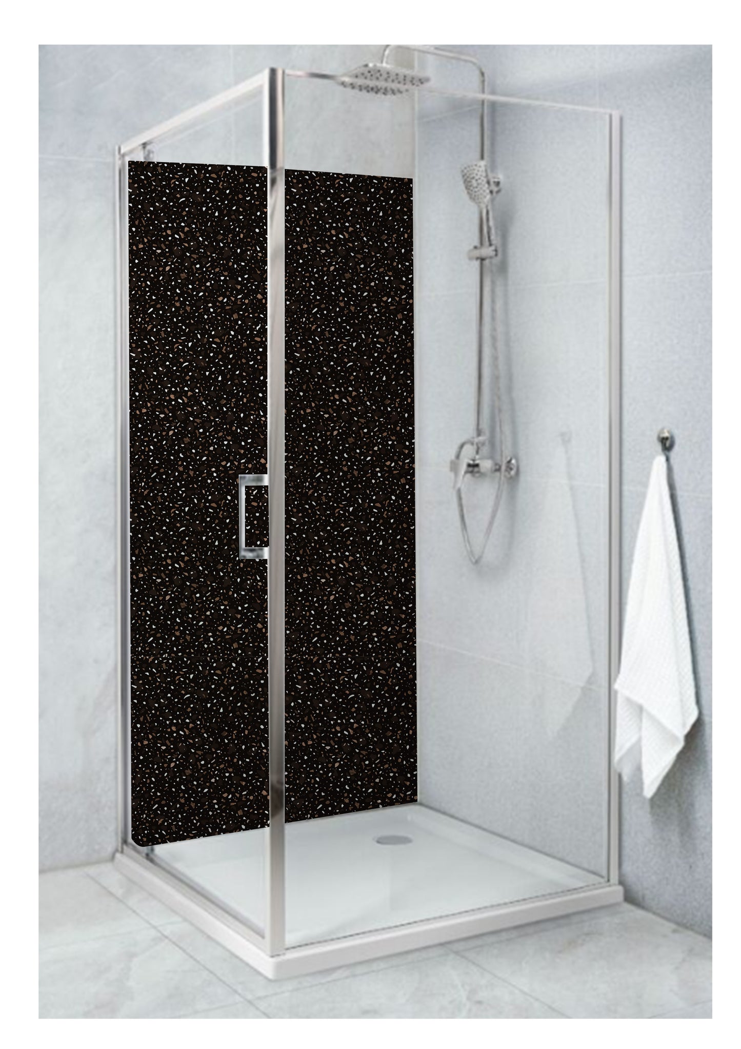 Standard Size Single Shower Panel Dark Terrazzo