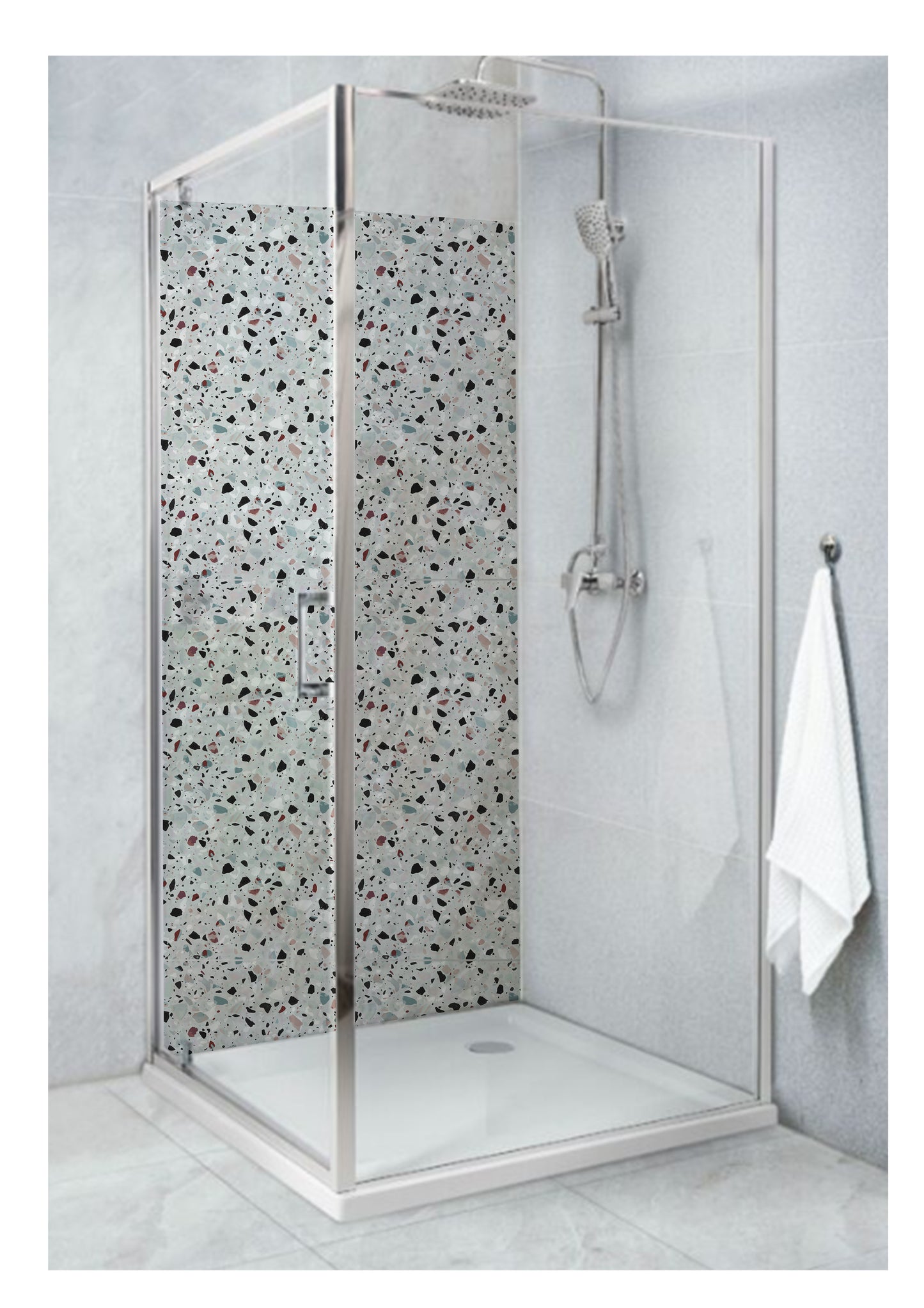 Standard Size Single Shower Panel Grey Terrazzo