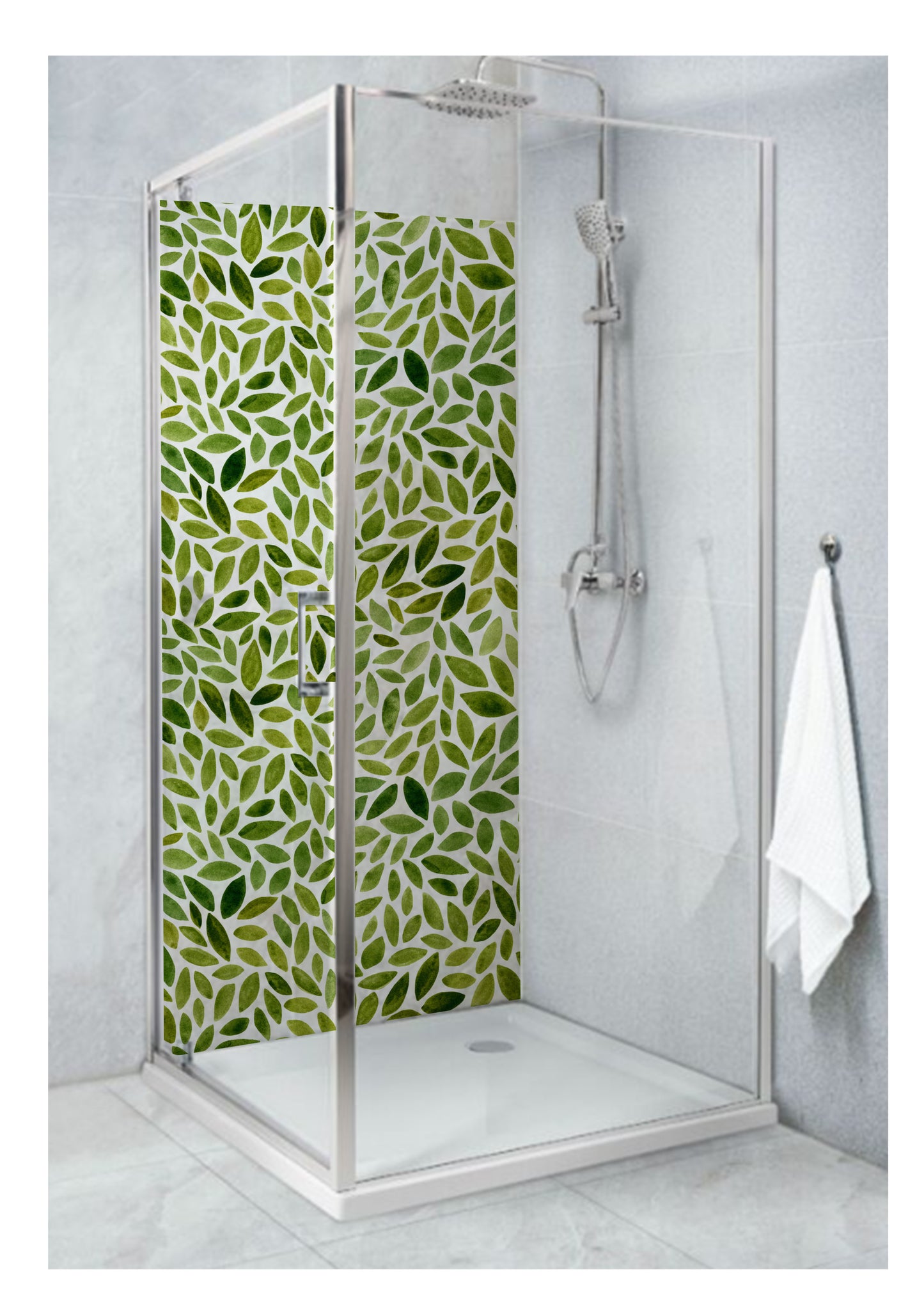 Standard Size Single Shower Panel with Light Green Leaves