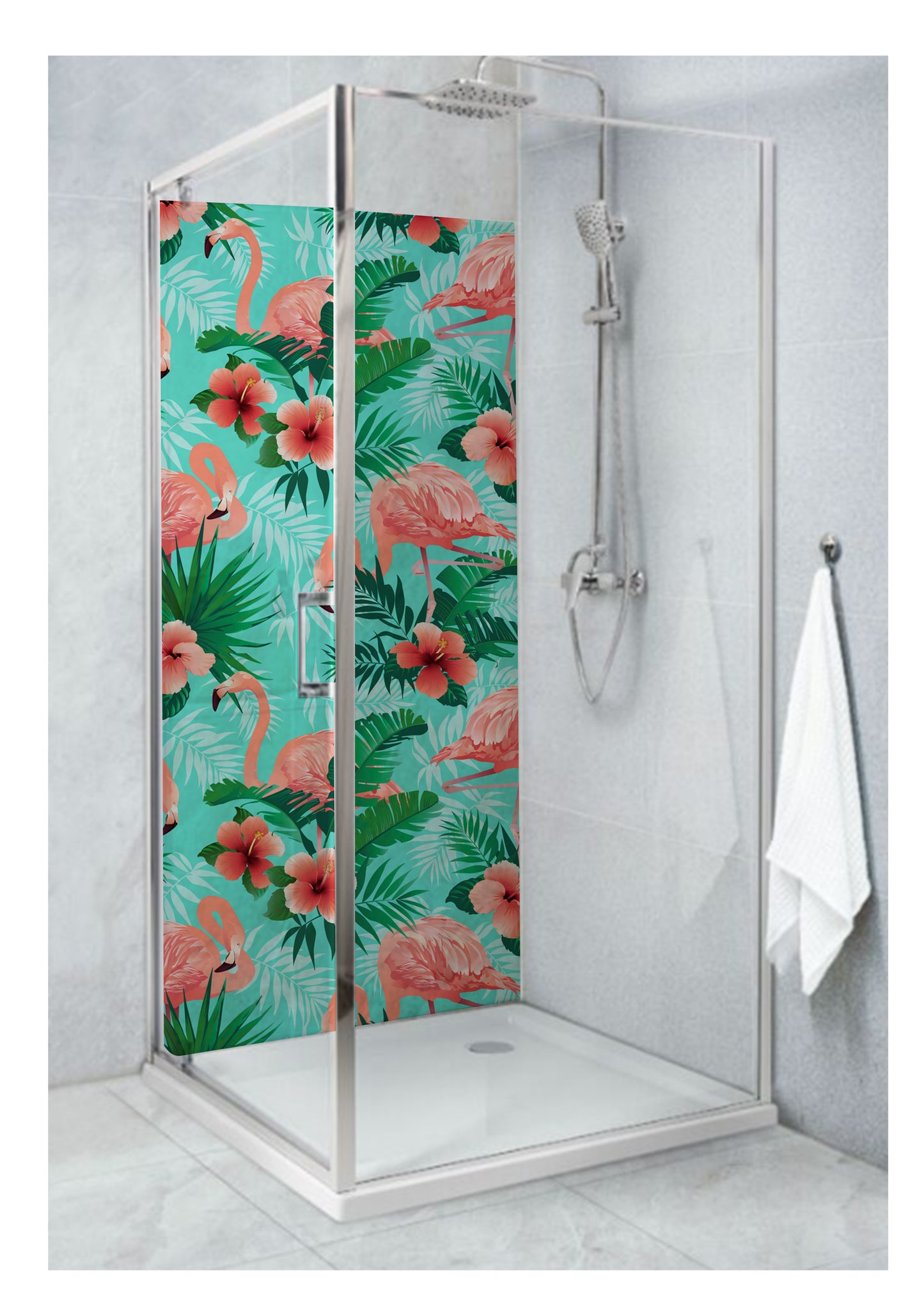 Standard Size Single Shower Panel with Flamingos
