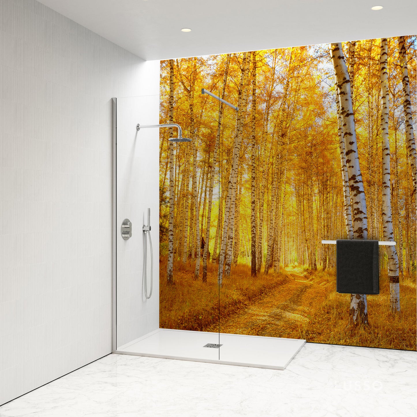 Shower Panel with autumnal forest scene