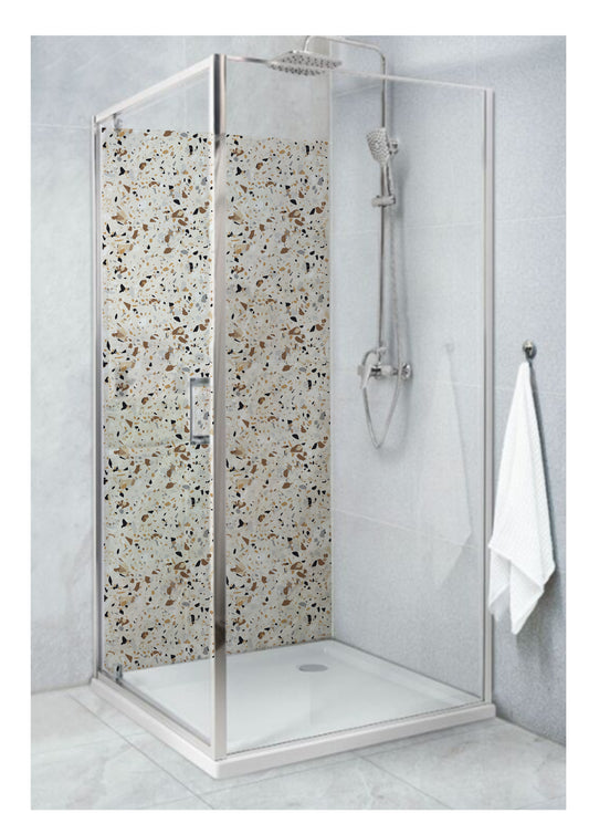 Standard Size Single Shower Panel Beige Terrazo