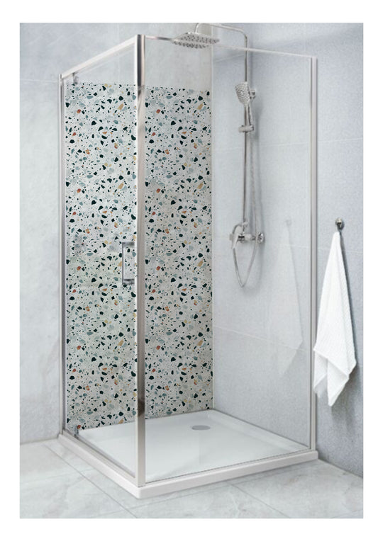 Standard Size Single Shower Panel Blue Terrazzo