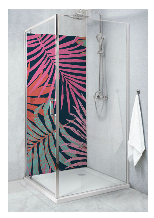 Standard Size Single Shower Panel with Colourful Tropical Leaves