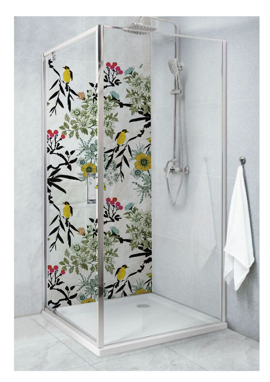 Standard Size Single Shower Panel with Branches & Birds