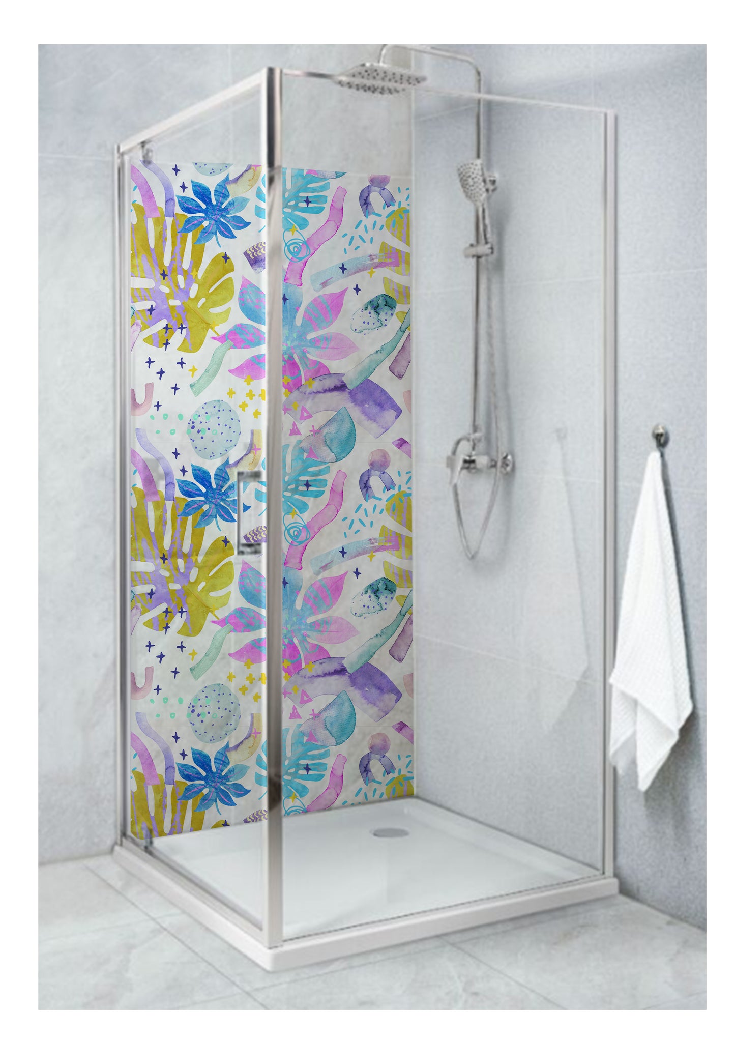 Standard Size Single Shower Panel with Bright Summer Leaves