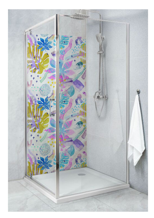 Standard Size Single Shower Panel with Bright Summer Leaves