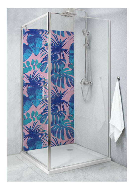 Standard Size Single Shower Panel with Large Blue Fern