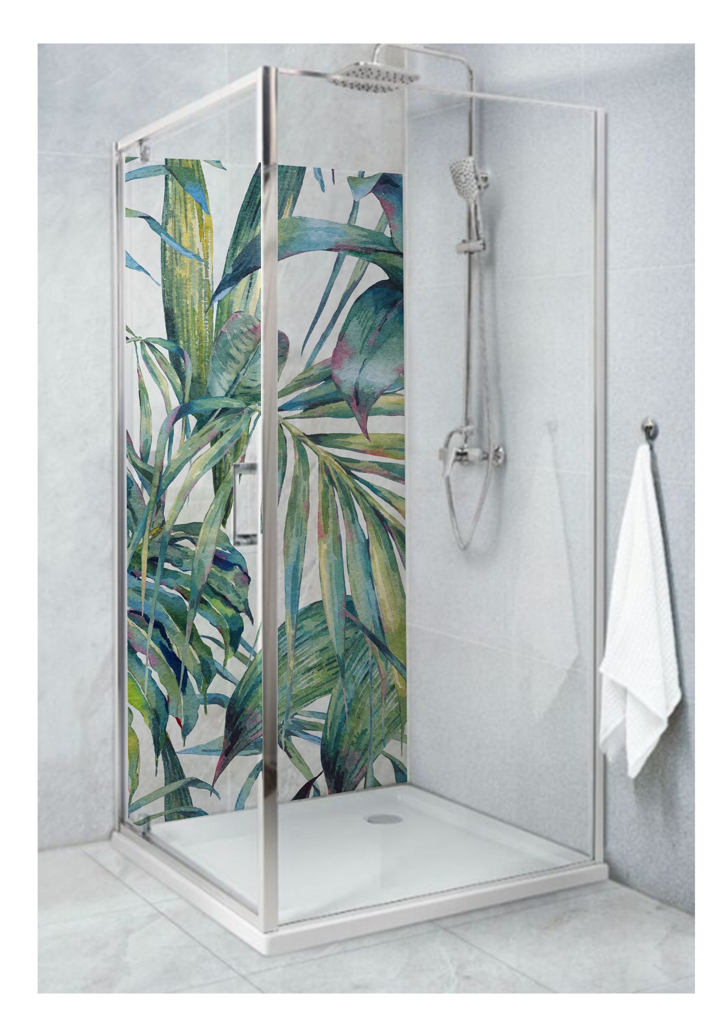 Standard Size Single Shower Panel with Large Tropical Pattern