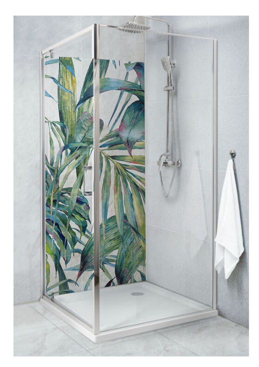Standard Size Single Shower Panel with Large Tropical Pattern