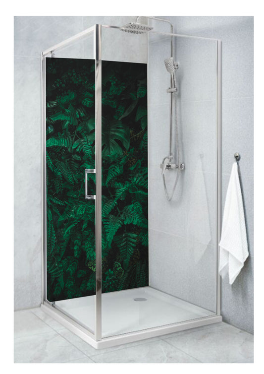 Standard Size Single Shower Panel with Dark Green Leaves