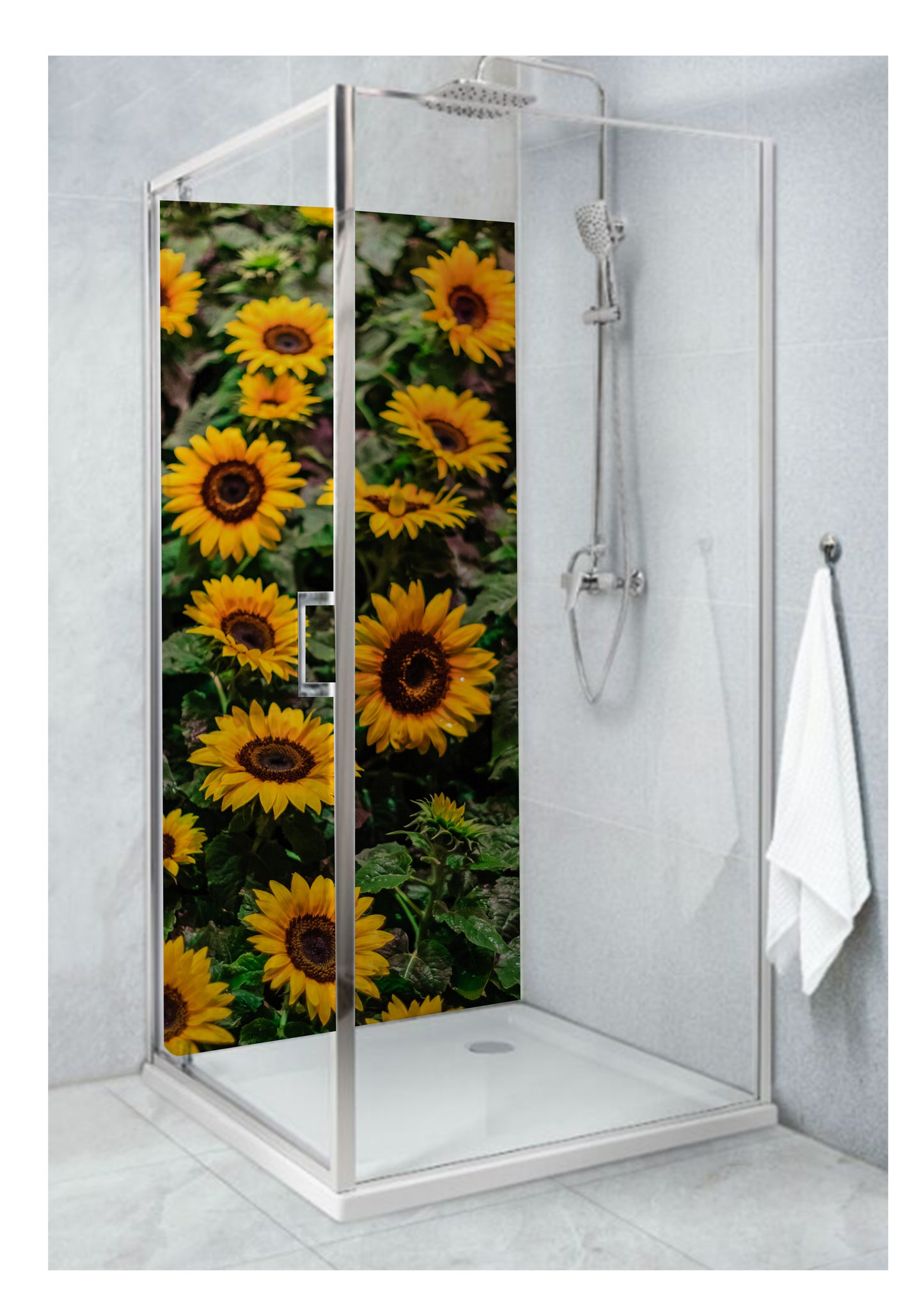 Standard Size Single Shower Panel with Large Sunflowers