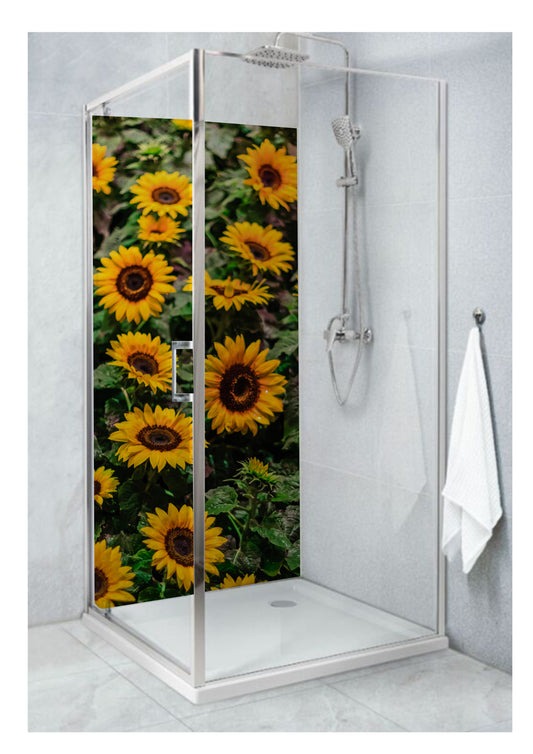 Standard Size Single Shower Panel with Large Sunflowers