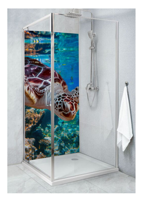 Standard Size Single Shower Panel with Swimming Turtle
