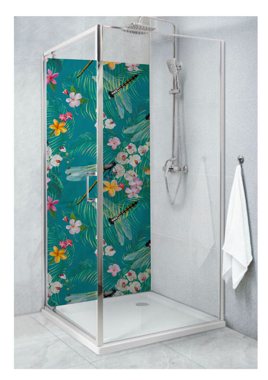 Standard Size Single Shower Panel with Dragon Flies