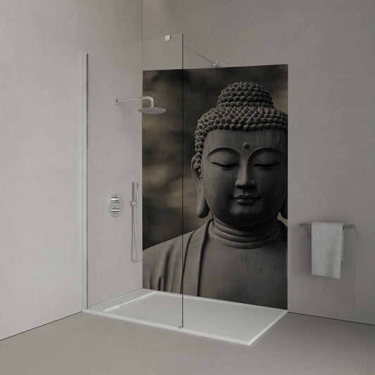 Monochrome Buddha head Shower Panel