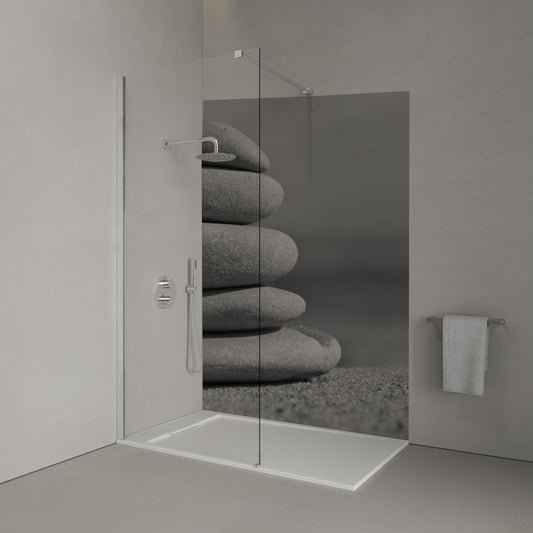 Monochrome Zen Stones left Shower Panel