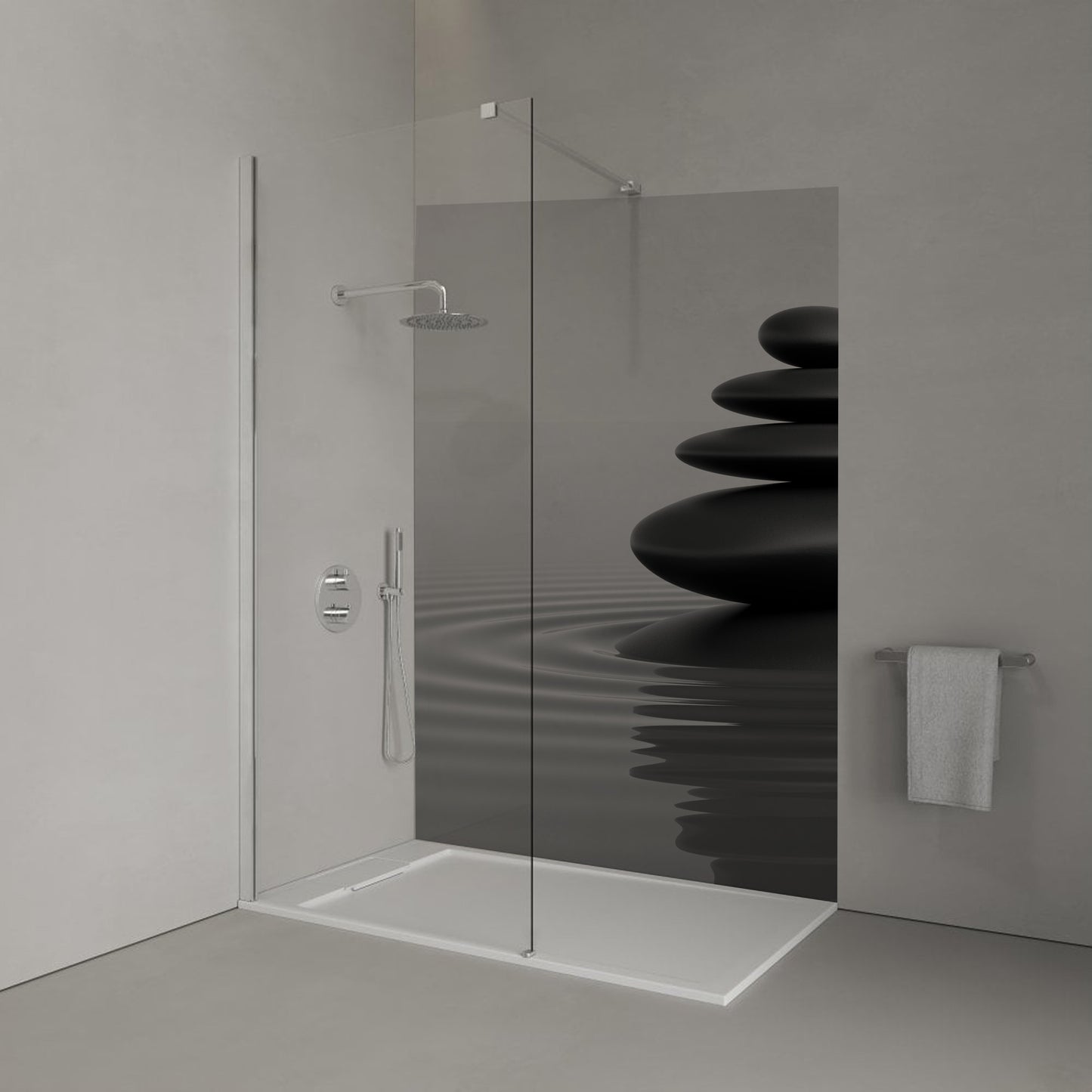 Monochrome Zen Stones Shower Panel