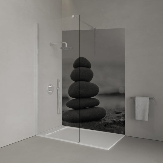 Monochrome Small Stack Zen Stones Shower Panel