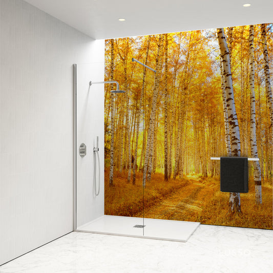 Shower Panel with autumnal forest scene