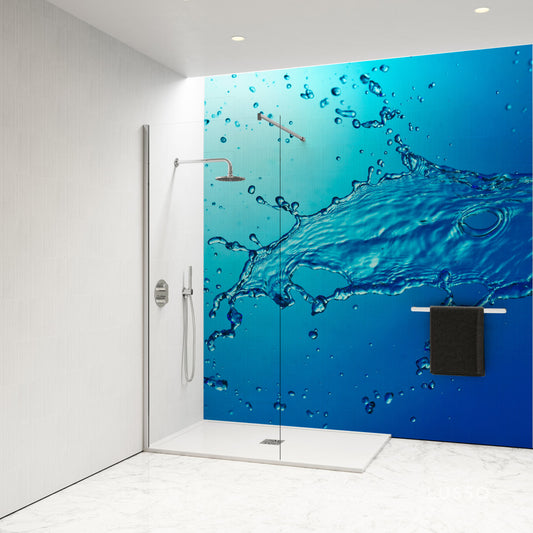 Shower Panel with big blue splash
