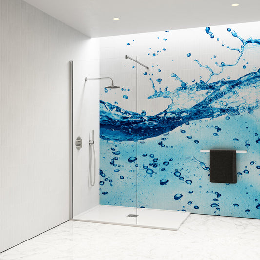 Shower Panel waterline mural with splashes