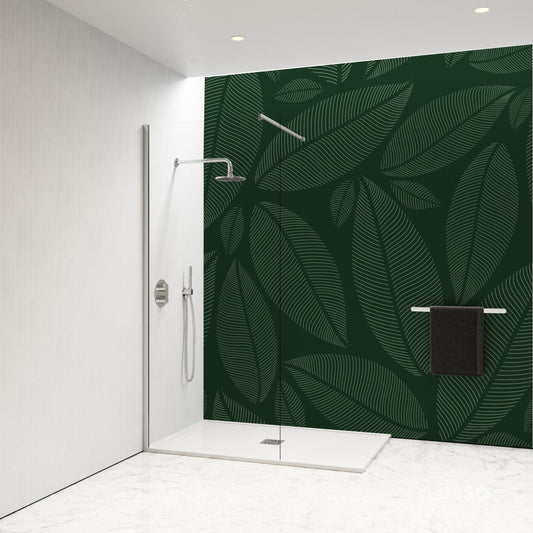 Shower Panel with large dark leaves