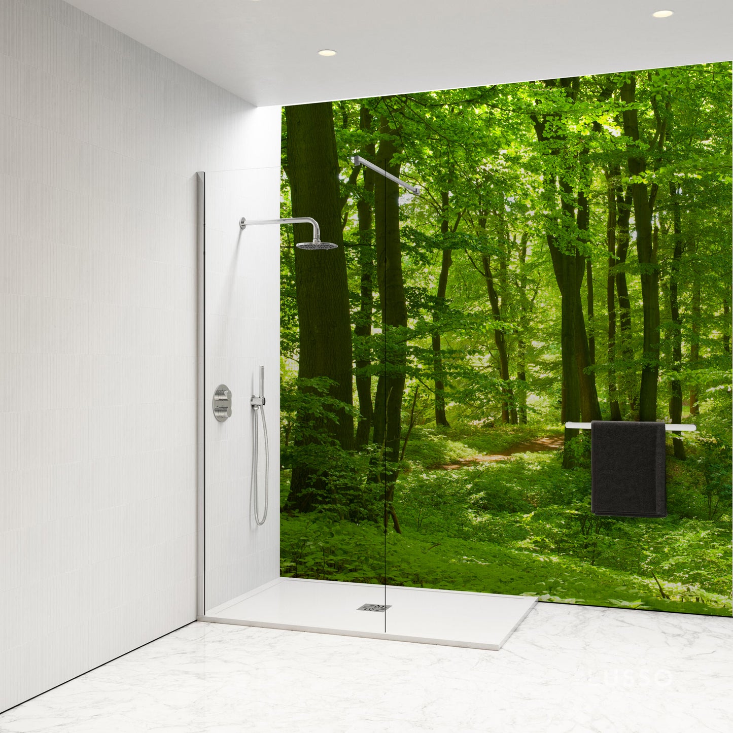 Shower Panel with forest and small path