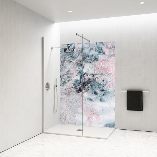 Standard Size Single Shower Panel with Pink Ebru
