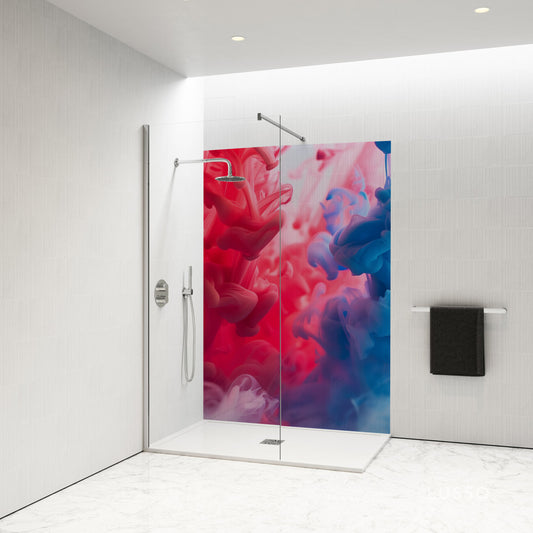 Standard Size Single Shower Panel with Red Ink Fusion