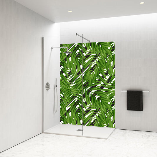 Standard Size Single Shower Panel with Leaves and Zebra Print