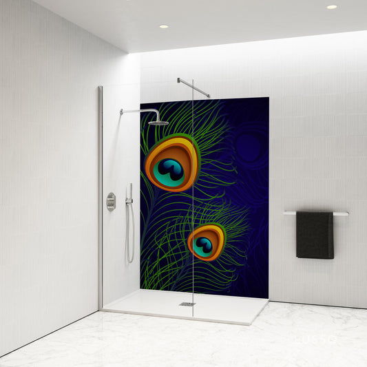 Standard Size Single Shower Panel with Peacock Feather