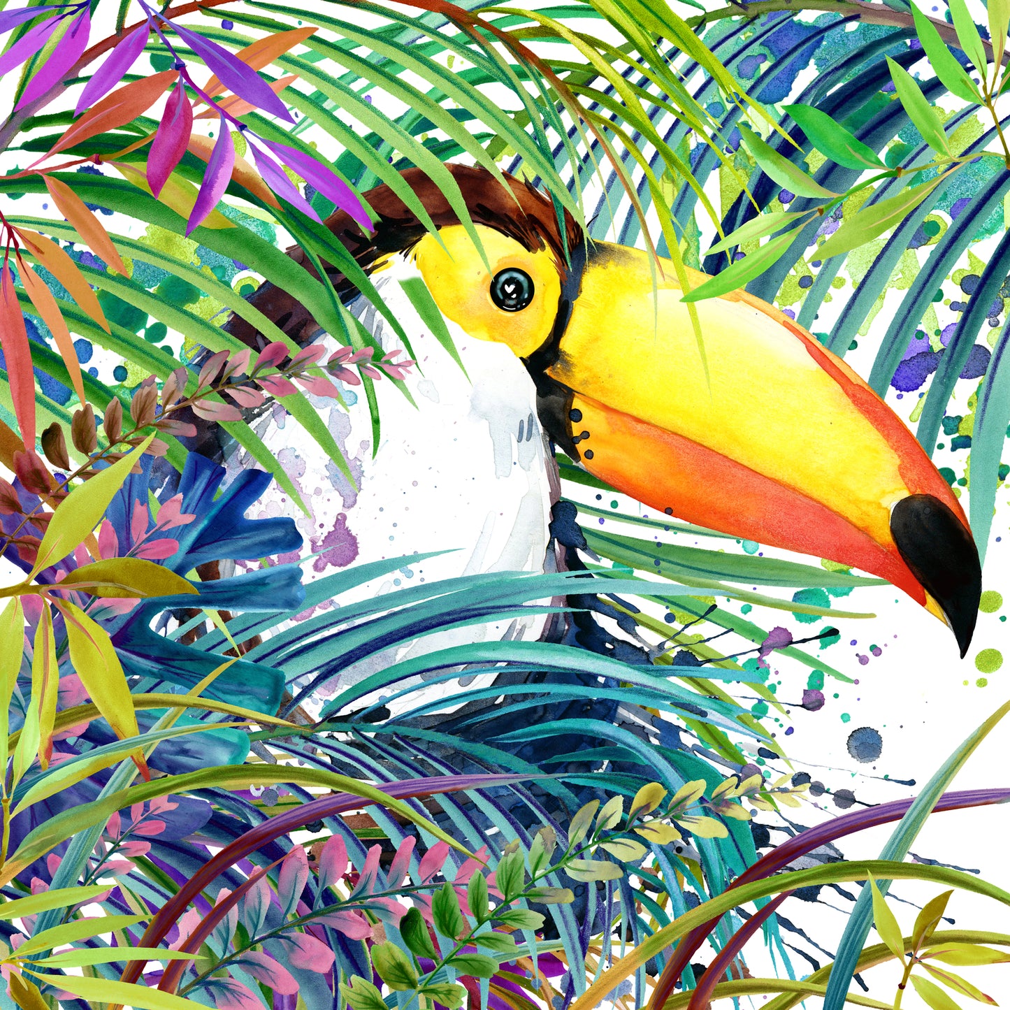 Shower Panel with water colour toucan
